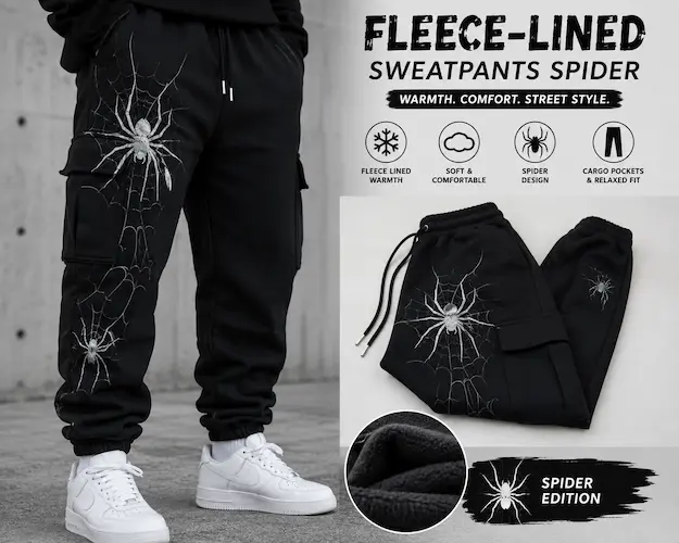 Fleece-Lined Sweatpants Spider