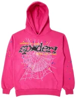 sp5der black pink logo og web pink hoodie