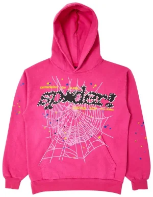 sp5der black pink logo og web pink hoodie