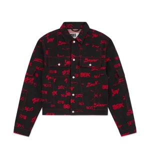 Sp5der 5ex Aop Denim Trucker Black Jacket