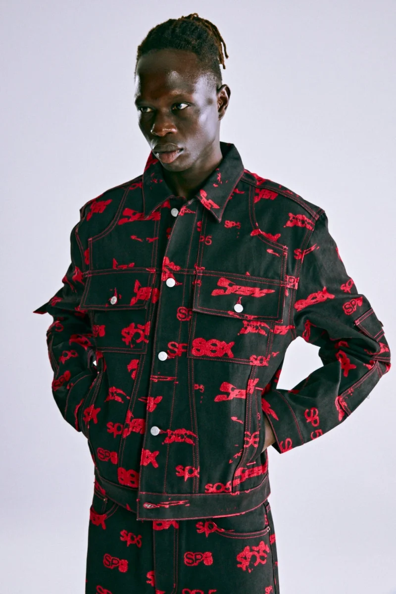 Sp5der 5ex Aop Denim Trucker Black Jacket 6