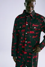 Sp5der 5ex Aop Denim Trucker Black Jacket 7