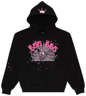 Sp5der Angel Number Hoodie Black
