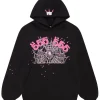 Sp5der Angel Number Hoodie Black Pink 555