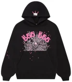 Sp5der Angel Number Hoodie Black Pink 555
