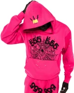 sp5der angel number pink hoodie men