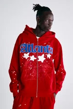 Sp5der Atlanta Zip Up Red Hoodie 4