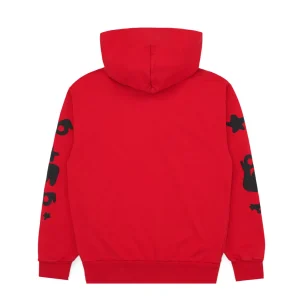 sp5der beluga red black hoodie back