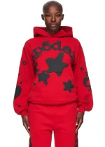 sp5der beluga red black hoodie center