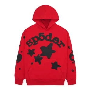 sp5der beluga red black hoodie