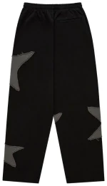 Sp5der Big Star Wide Leg Black Sweatpant 1
