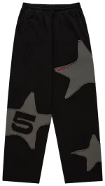 Sp5der Big Star Wide Leg Black Sweatpant