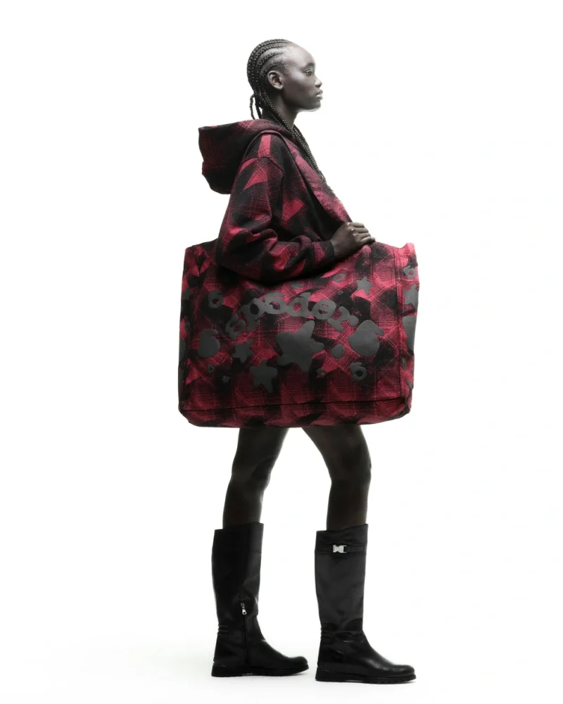 Sp5der Black Beluga Plaid Tote Bag 2