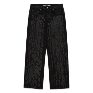 Sp5der Black Burnout Denim Sweatpant
