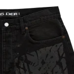 Sp5der Black Burnout Denim Sweatpant 7