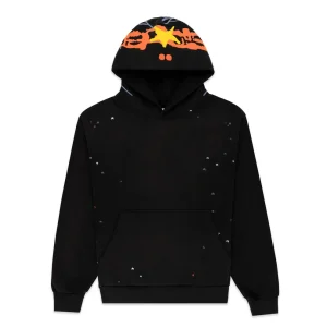 sp5der black heavy web hoodie
