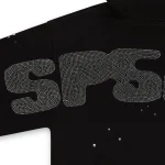 Sp5der Black Rhinestone Silk Hoodie 10