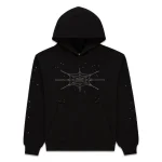 Sp5der Black Rhinestone Silk Hoodie