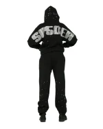 Sp5der Black Rhinestone Silk Hoodie 5