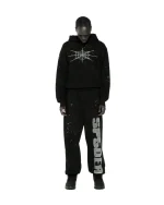 Sp5der Black Rhinestone Silk Hoodie 9
