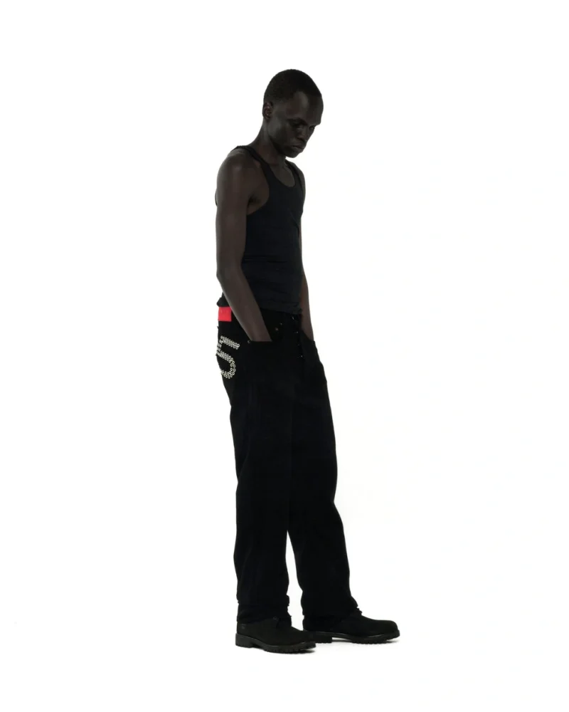 Sp5der Black Rivet Denim Sweatpant 1
