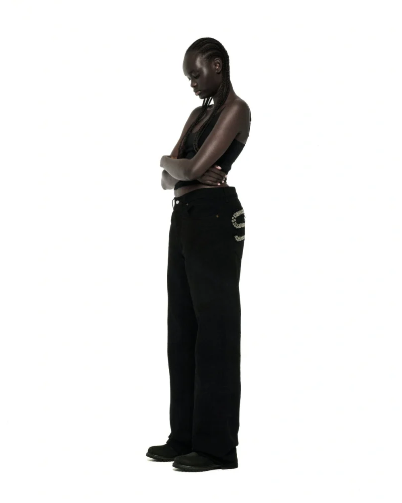 Sp5der Black Rivet Denim Sweatpant 5