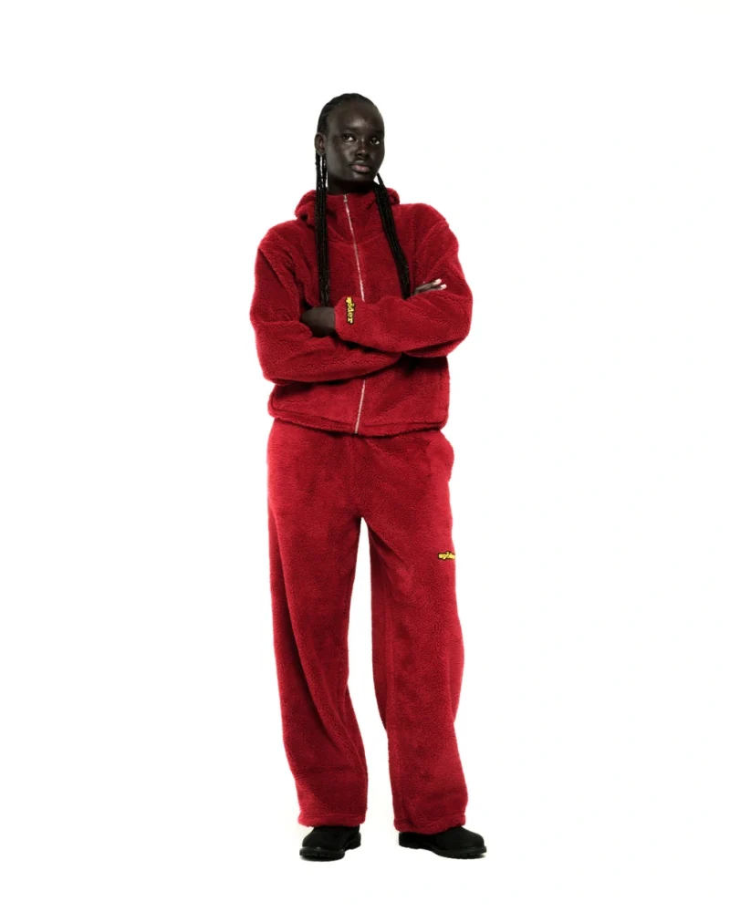 Sp5der Cardinal Teddy Fleece ZIP Up Hoodie 6