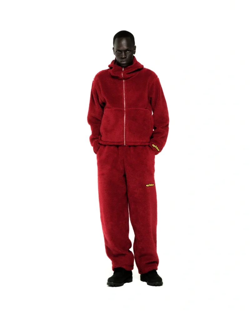 Sp5der Cardinal Teddy Fleece ZIP Up Hoodie 7