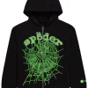 sp5der cash og web v2 rhinestone zip hoodie black