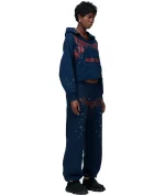 Sp5der Cropped Navy Hoodie 3