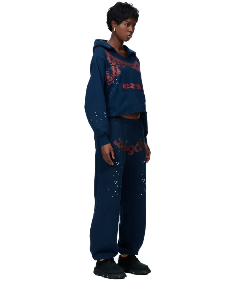 Sp5der Cropped Navy Hoodie 3