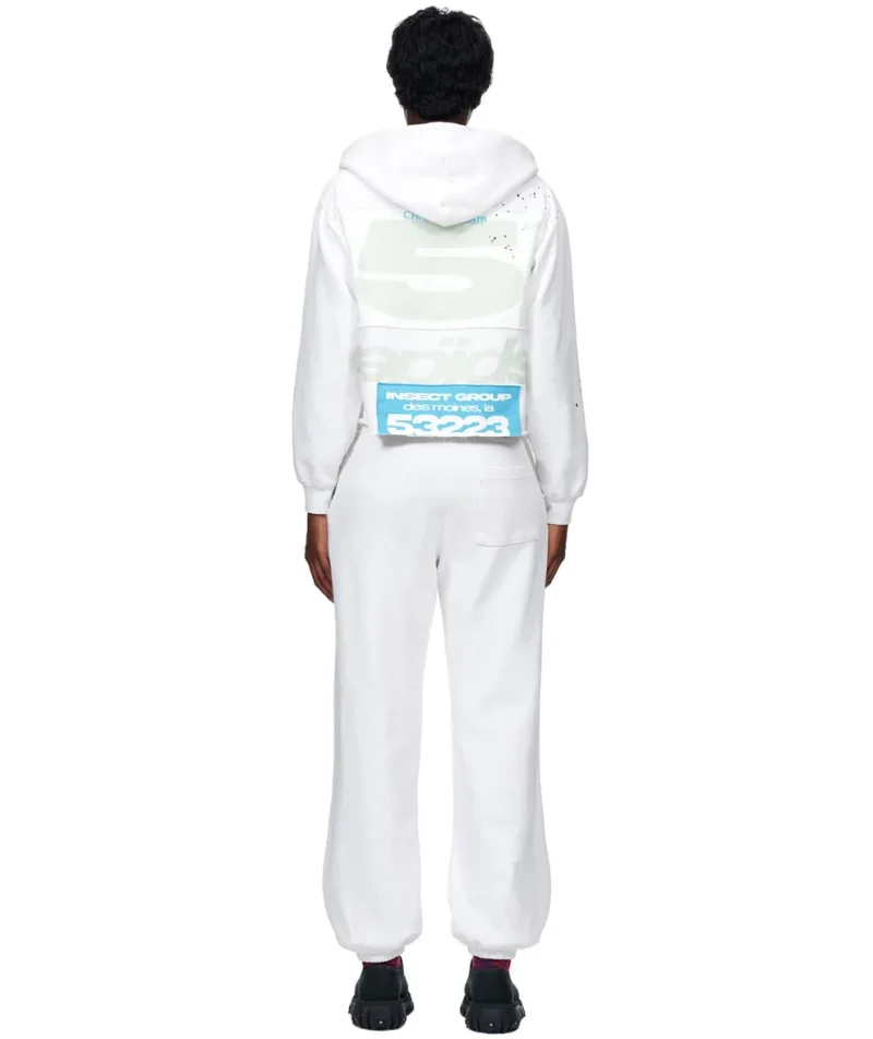 Sp5der Cropped White Hoodie 1