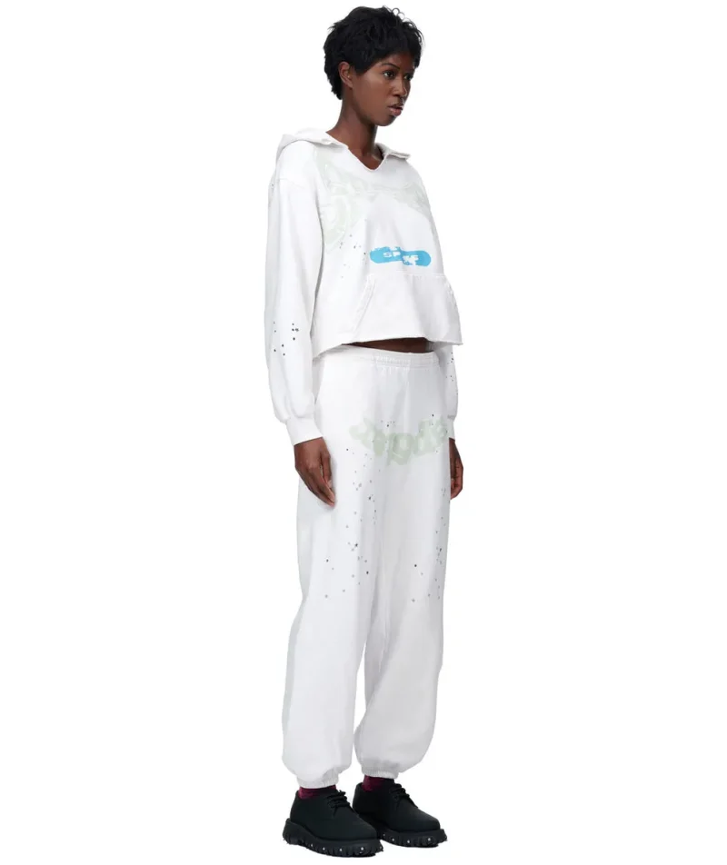 Sp5der Cropped White Hoodie 2