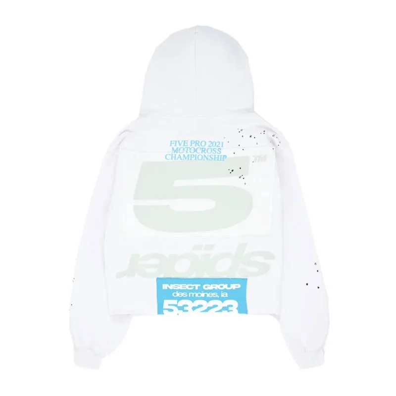 Sp5der Cropped White Hoodie 3