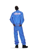 Sp5der Debossed Web Leather Blue Jacket 1