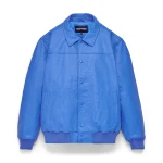 Sp5der Debossed Web Leather Blue Jacket