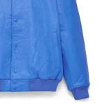 Sp5der Debossed Web Leather Blue Jacket 4