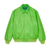 Sp5der Debossed Web Leather Green Jacket