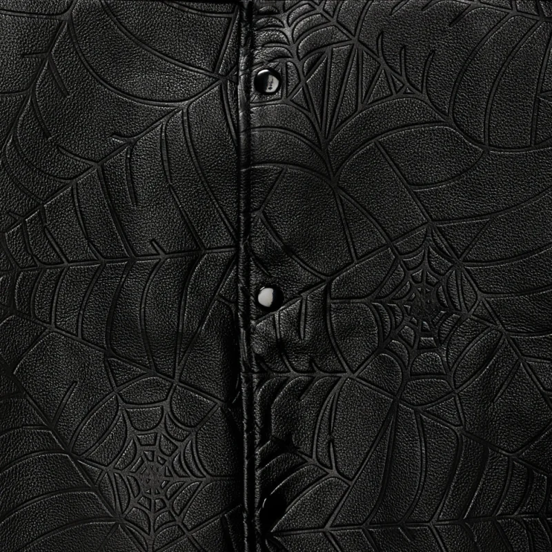 Sp5der Debossed Web Leather Jacket 1