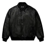 Sp5der Debossed Web Leather Jacket