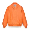 Sp5der Debossed Web Leather Orange Jacket