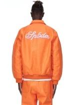 Sp5der Debossed Web Leather Orange Jacket 3