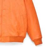 Sp5der Debossed Web Leather Orange Jacket 4