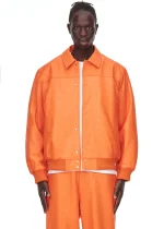 Sp5der Debossed Web Leather Orange Jacket 5
