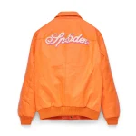 Sp5der Debossed Web Leather Orange Jacket 7