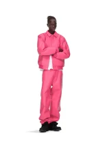 Sp5der Debossed Web Leather Pink Jacket 1