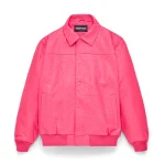 Sp5der Debossed Web Leather Pink Jacket