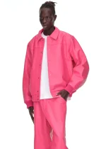 Sp5der Debossed Web Leather Pink Jacket 2