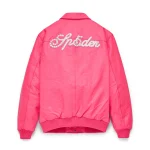 Sp5der Debossed Web Leather Pink Jacket 7