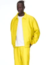 Sp5der Debossed Web Leather Yellow Jacket 1